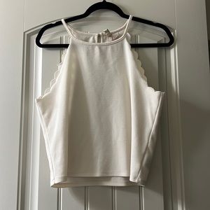 H&M Cream Scalloped Crop Top